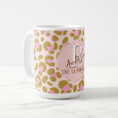 Leopard Brown Pink Beige Personalisiert Kaffeetasse (Vorderseite Links)