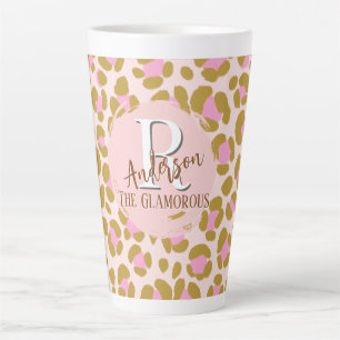 Leopard Brown Pink Beige Personalisiert Milchtasse