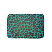 Leopard Brown und Aquamarin Print Badematte (Vorderseite)