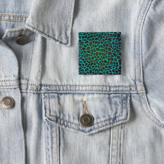Leopard Brown und Aquamarin Print Button (Beispiel)