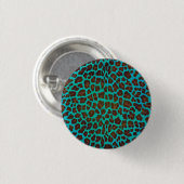 Leopard Brown und Aquamarin Print Button (Vorne & Hinten)