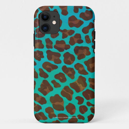Leopard Brown und Aquamarin Print Case-Mate iPhone Hülle (Rückseite)