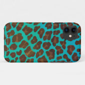 Leopard Brown und Aquamarin Print Case-Mate iPhone Hülle (Rückseite (Horizontal))