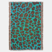 Leopard Brown und Aquamarin Print Decke (Vorderseite Vertikal)