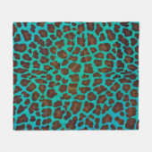 Leopard Brown und Aquamarin Print Fleecedecke (Vorderseite (Horizontal))
