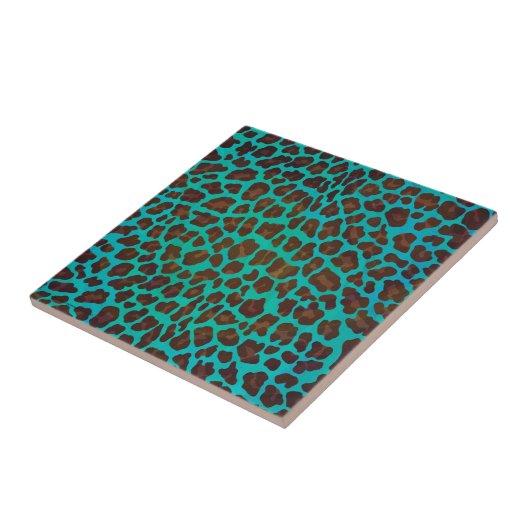 Leopard Brown und Aquamarin Print Fliese (Seite)