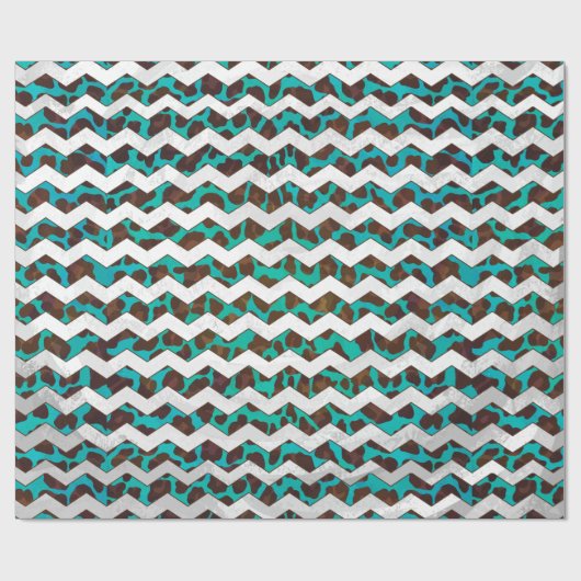 Leopard Brown und Aquamarin Print Geschenkpapier (Flach)