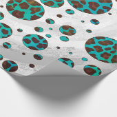 Leopard Brown und Aquamarin Print Geschenkpapier (Ecke)