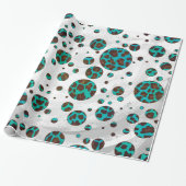 Leopard Brown und Aquamarin Print Geschenkpapier (Ungerollt)
