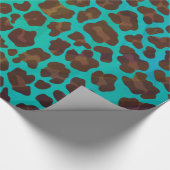 Leopard Brown und Aquamarin Print Geschenkpapier (Ecke)