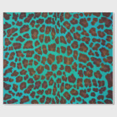 Leopard Brown und Aquamarin Print Geschenkpapier (Flach)