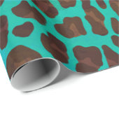 Leopard Brown und Aquamarin Print Geschenkpapier (Rolleneckpunkt)