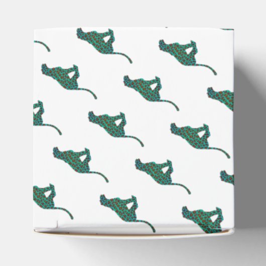 Leopard Brown und Aquamarin Print Geschenkschachtel (Oben)