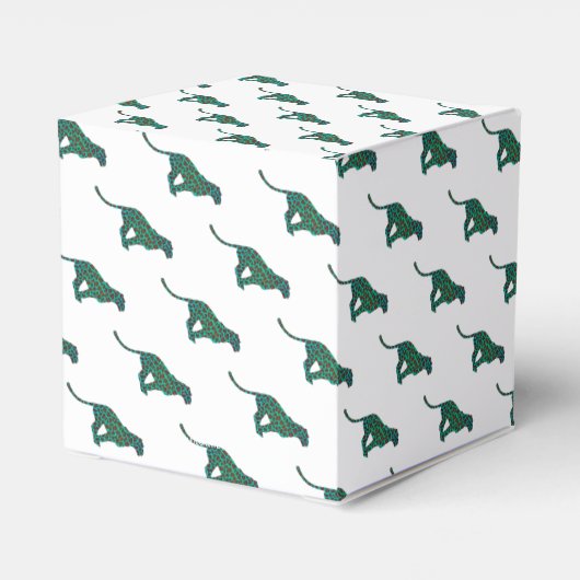 Leopard Brown und Aquamarin Print Geschenkschachtel (Rückseite)
