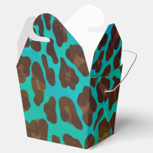 Leopard Brown und Aquamarin Print Geschenkschachtel