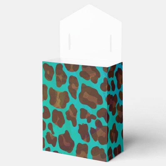 Leopard Brown und Aquamarin Print Geschenkschachtel (Geöffnet)
