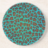 Leopard Brown und Aquamarin Print Getränkeuntersetzer (Vorne)