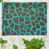 Leopard Brown und Aquamarin Print Handtuch (Gefaltet)