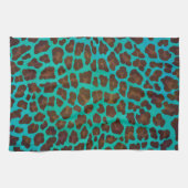 Leopard Brown und Aquamarin Print Handtuch (Horizontal)
