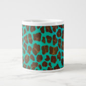 Leopard Brown und Aquamarin Print Jumbo-Tasse (Vorderseite)