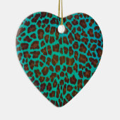 Leopard Brown und Aquamarin Print Keramikornament (Rechts)