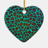 Leopard Brown und Aquamarin Print Keramikornament (Vorne)