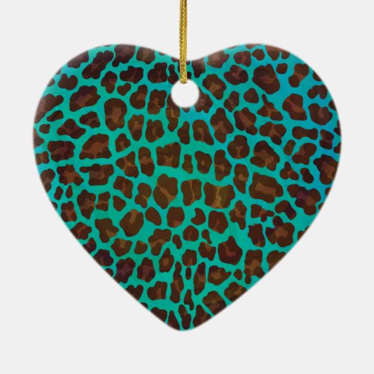 Leopard Brown und Aquamarin Print Keramikornament (Hinten)