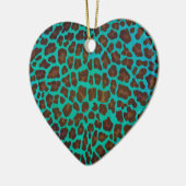 Leopard Brown und Aquamarin Print Keramikornament (Links)