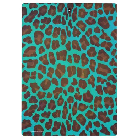 Leopard Brown und Aquamarin Print Klemmbrett (Rückseite)