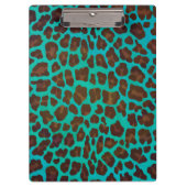 Leopard Brown und Aquamarin Print Klemmbrett (Vorderseite)