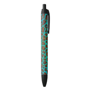Leopard Brown und Aquamarin Print Kugelschreiber