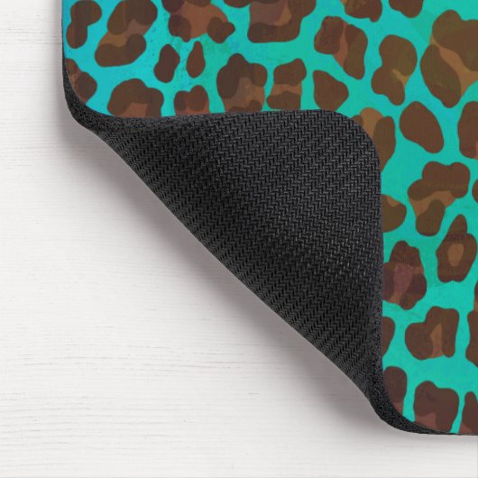 Leopard Brown und Aquamarin Print Mousepad (Ecke)