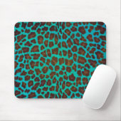 Leopard Brown und Aquamarin Print Mousepad (Mit Mouse)