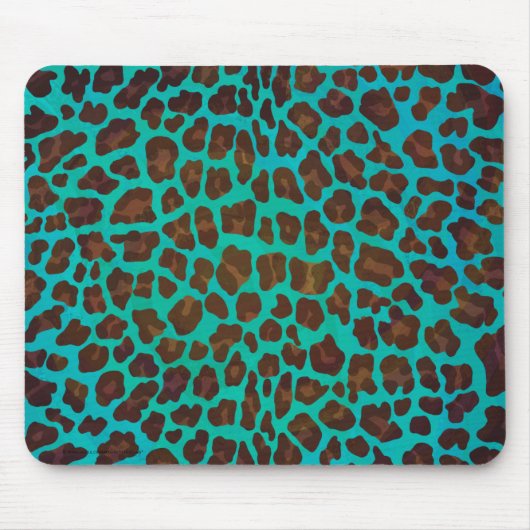 Leopard Brown und Aquamarin Print Mousepad (Vorne)