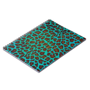 Leopard Brown und Aquamarin Print Notizblock