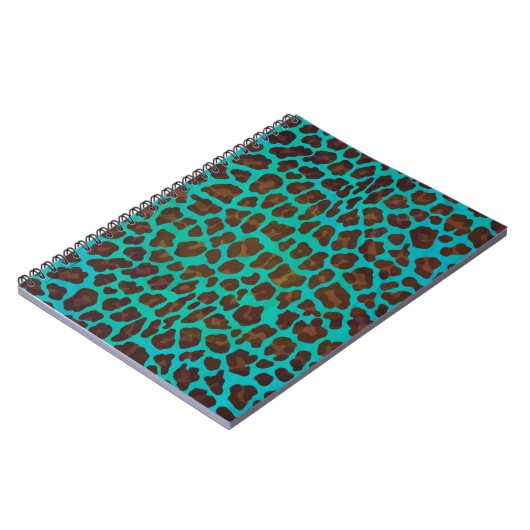 Leopard Brown und Aquamarin Print Notizblock (Linke Seite)