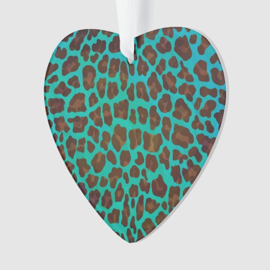 Leopard Brown und Aquamarin Print Ornament (Vorderseite)