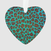 Leopard Brown und Aquamarin Print Ornament (Rückseite)