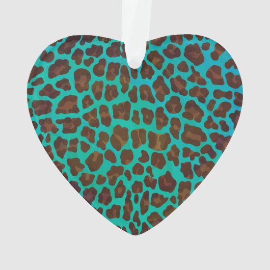 Leopard Brown und Aquamarin Print Ornament (Rückseite)