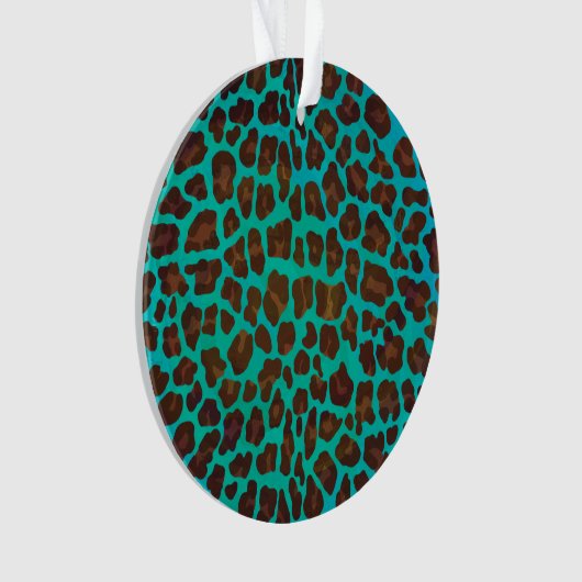 Leopard Brown und Aquamarin Print Ornament (Vorderseite)