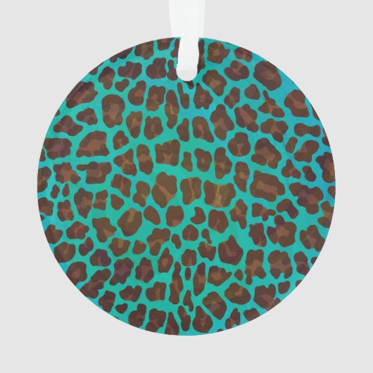 Leopard Brown und Aquamarin Print Ornament (Rückseite)