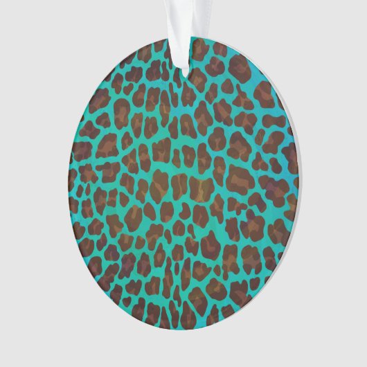 Leopard Brown und Aquamarin Print Ornament (Vorderseite)