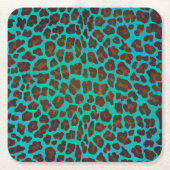Leopard Brown und Aquamarin Print Rechteckiger Pappuntersetzer (Vorderseite)