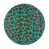 Leopard Brown und Aquamarin Print Schneidebrett (Vorderseite)