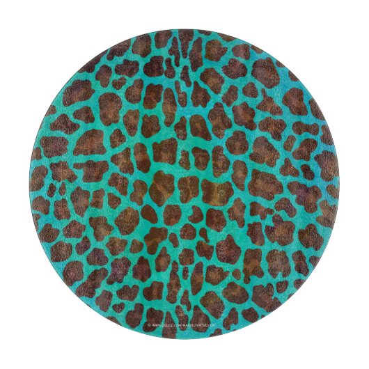 Leopard Brown und Aquamarin Print Schneidebrett (Vorderseite)