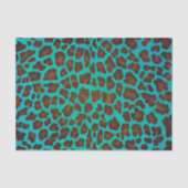 Leopard Brown und Aquamarin Print Seidenpapier (Vorderseite)