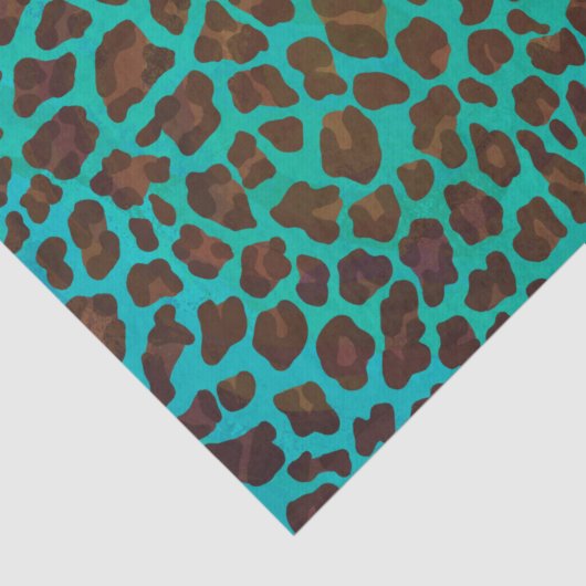 Leopard Brown und Aquamarin Print Seidenpapier (Ausschnitt)