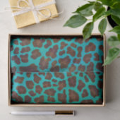 Leopard Brown und Aquamarin Print Seidenpapier (Geschenk)