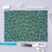 Leopard Brown und Aquamarin Print Seidenpapier (Handwerk)