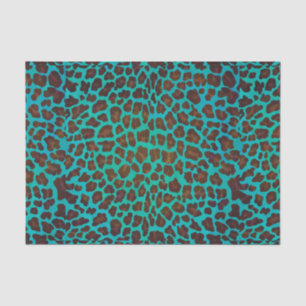 Leopard Brown und Aquamarin Print Seidenpapier